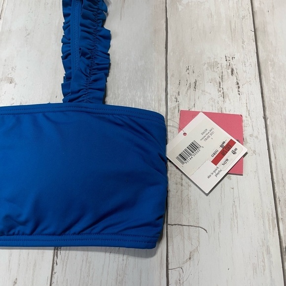 Kate Spade New York MACAW BLUE Mini Ruffle Square-Neck Bikini Swim Top S - Picture 5 of 7